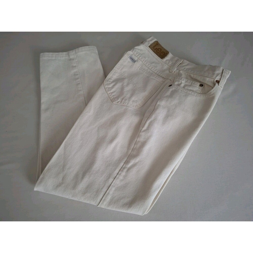 Vtg Womens Lee Jeans Off White USA Made 24" X 27" L EUC